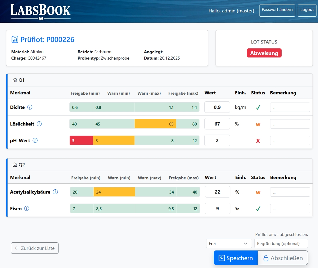 Screenshot Datenerfassung